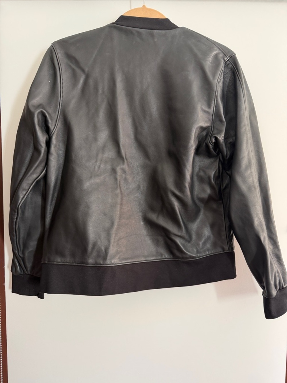 Ocelote Black Leather Bomber Jacket - Picture 3 of 4